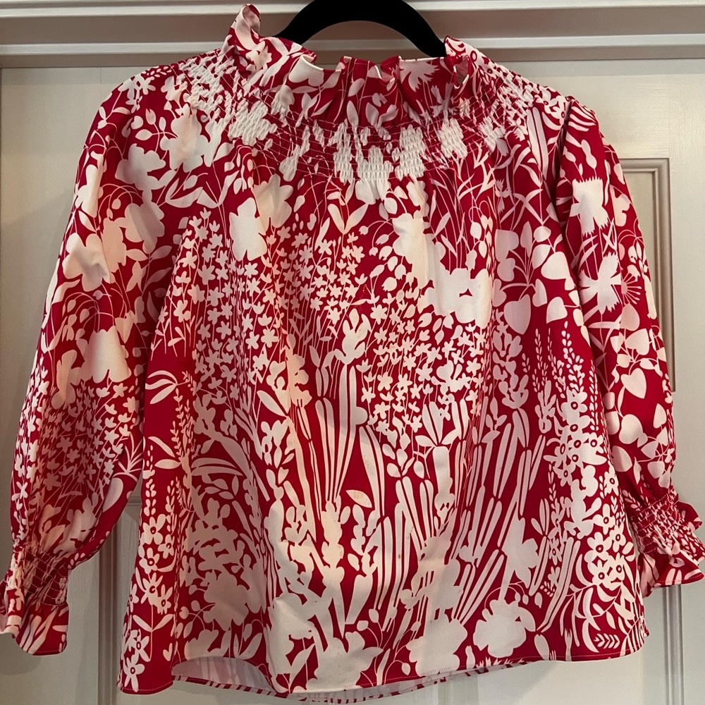 Pink and White Floral Blouse